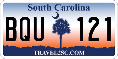 SC license plate BQU121