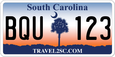SC license plate BQU123