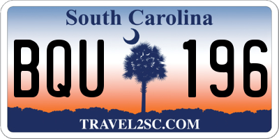 SC license plate BQU196