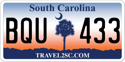 SC license plate BQU433