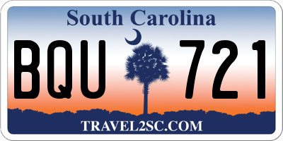 SC license plate BQU721