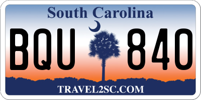 SC license plate BQU840