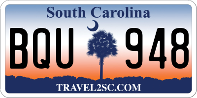 SC license plate BQU948