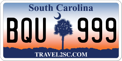 SC license plate BQU999