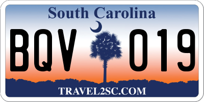 SC license plate BQV019