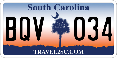 SC license plate BQV034