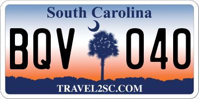 SC license plate BQV040
