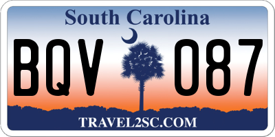 SC license plate BQV087