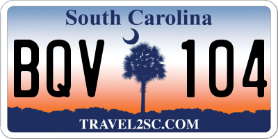 SC license plate BQV104