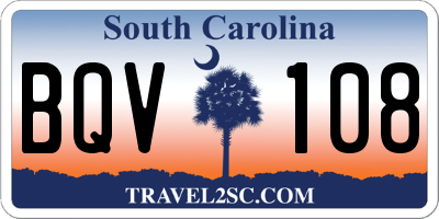 SC license plate BQV108