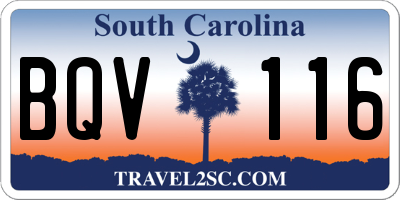 SC license plate BQV116
