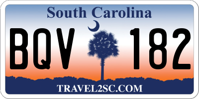 SC license plate BQV182