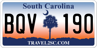 SC license plate BQV190