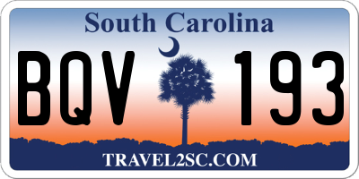 SC license plate BQV193