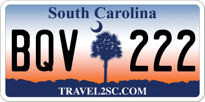 SC license plate BQV222