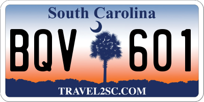 SC license plate BQV601