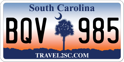 SC license plate BQV985