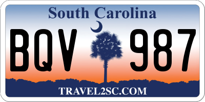 SC license plate BQV987