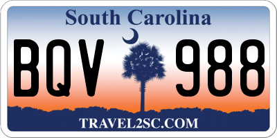 SC license plate BQV988
