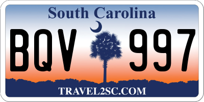 SC license plate BQV997