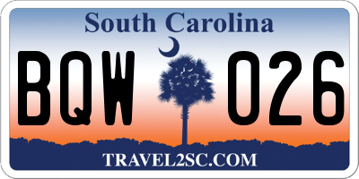 SC license plate BQW026