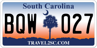 SC license plate BQW027