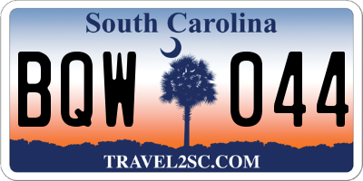 SC license plate BQW044
