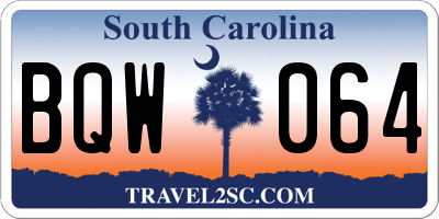 SC license plate BQW064