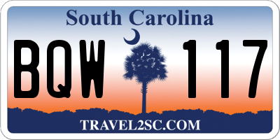 SC license plate BQW117