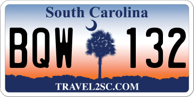 SC license plate BQW132