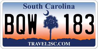 SC license plate BQW183