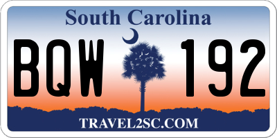 SC license plate BQW192