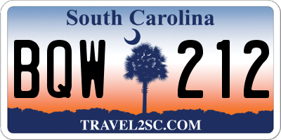SC license plate BQW212