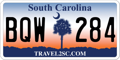 SC license plate BQW284