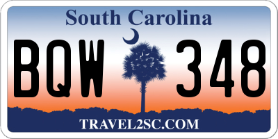 SC license plate BQW348
