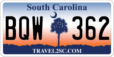 SC license plate BQW362