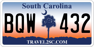 SC license plate BQW432