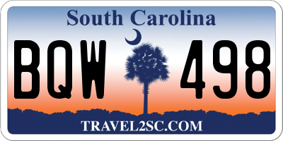 SC license plate BQW498
