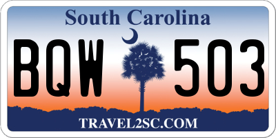 SC license plate BQW503