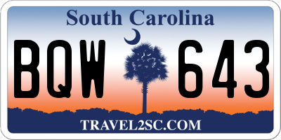 SC license plate BQW643