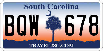 SC license plate BQW678