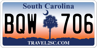 SC license plate BQW706