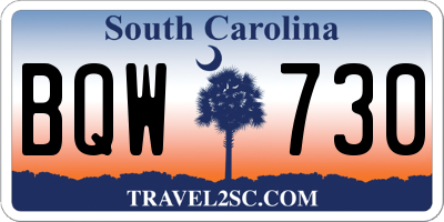SC license plate BQW730