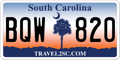 SC license plate BQW820