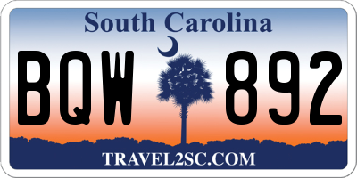 SC license plate BQW892