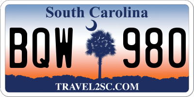 SC license plate BQW980
