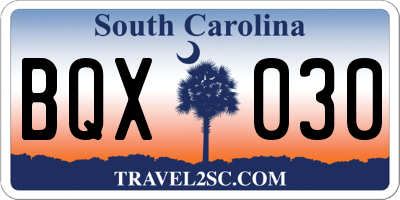 SC license plate BQX030