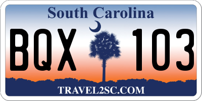 SC license plate BQX103