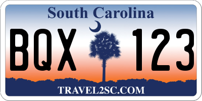 SC license plate BQX123