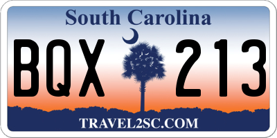 SC license plate BQX213